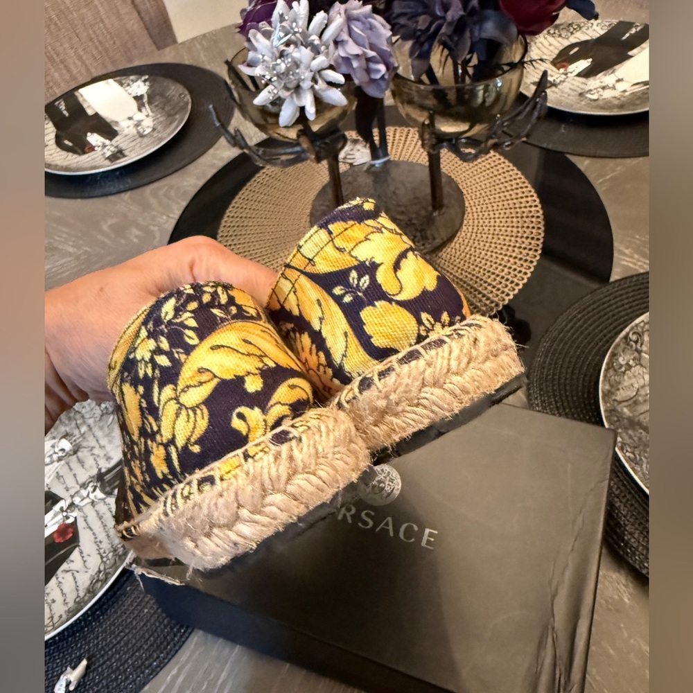 Versace Yellow And Black Patterned Espadrilles - image 4